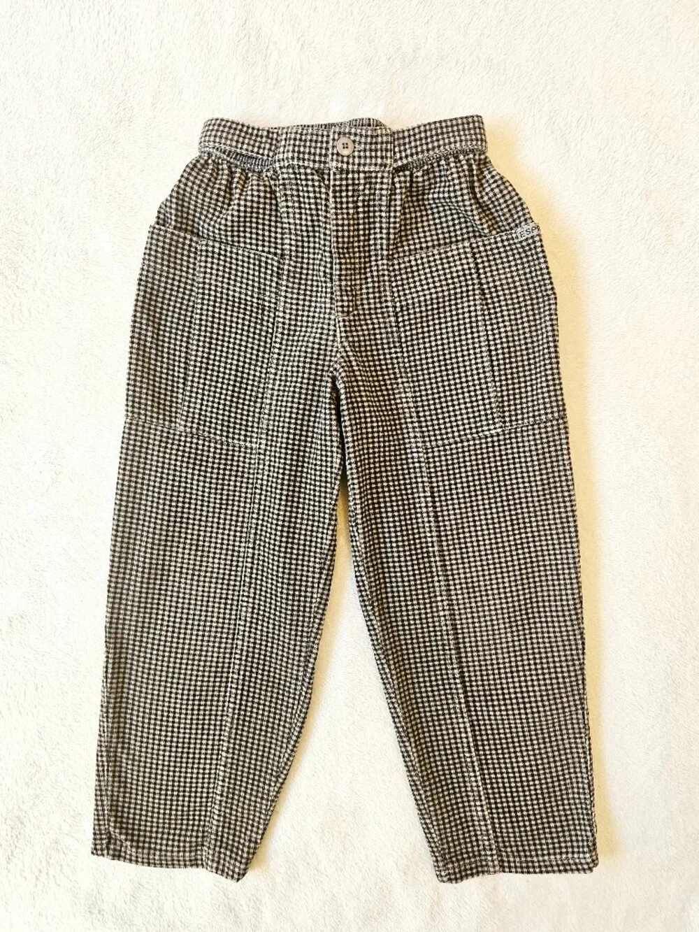 Esprit Kids Unisex VTG 80's 90's Plaid Gingham Pants Trousers Cotton Size 7